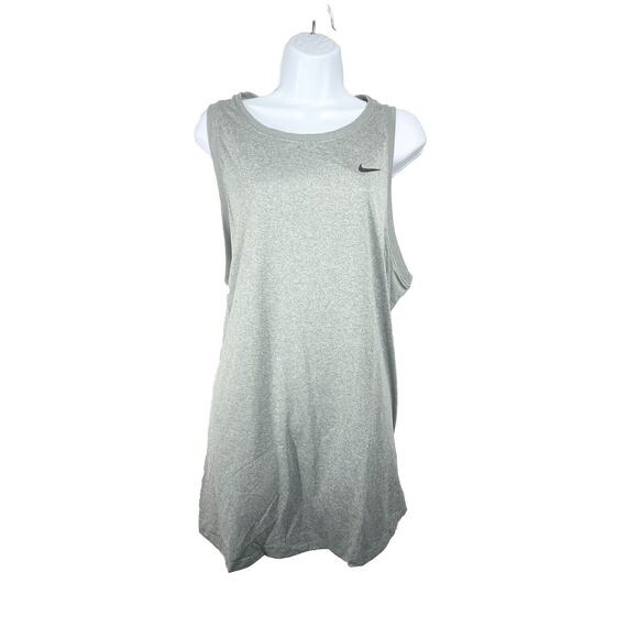 The Nike Tee Training Tank Top Size 1X Gray Sleeveless Black Logo Dri-Fit NWT - Picture 1 of 7